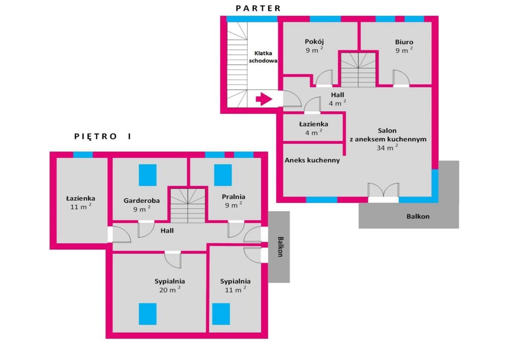 Dwupoziomowy apartament premium 109 m², 5 pokoi - rzut 1