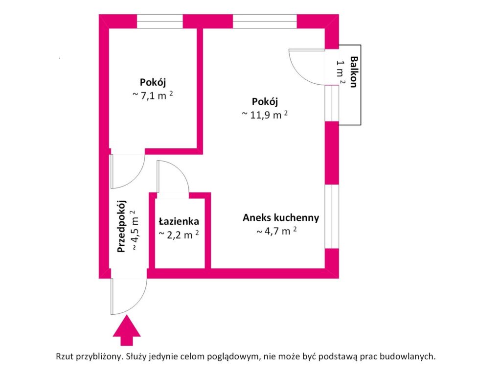 MIESZKANIE 2-POKOJOWE 31,4 m²–LISZKOWO II piętro - rzut 1