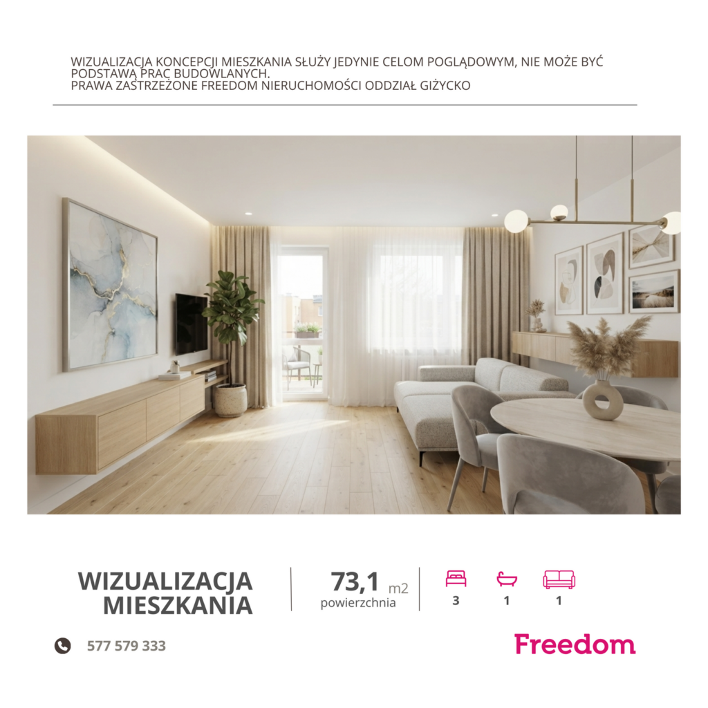 Mieszkanie 73,1 m² z widokiem na jezioro Niegocin - zdjęcie 3