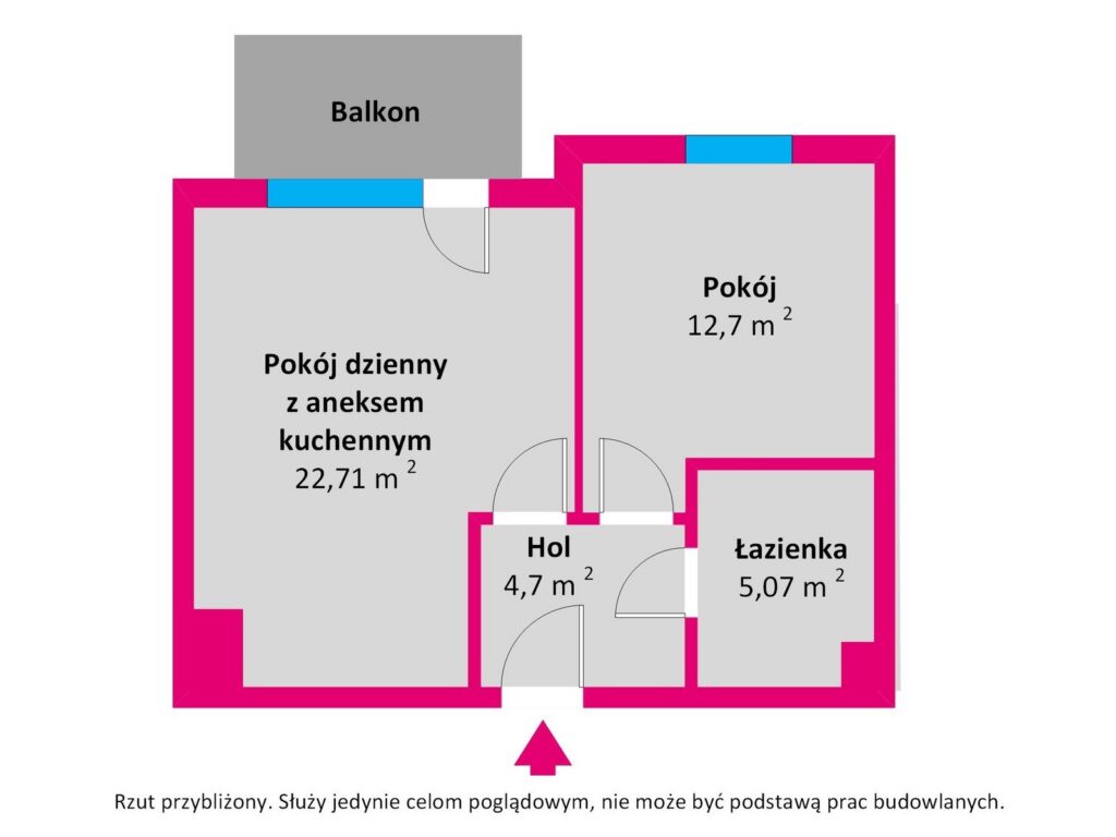 Gdańsk-Ujeścisko | zachód I 2 pokoje I tramwaj - rzut 1