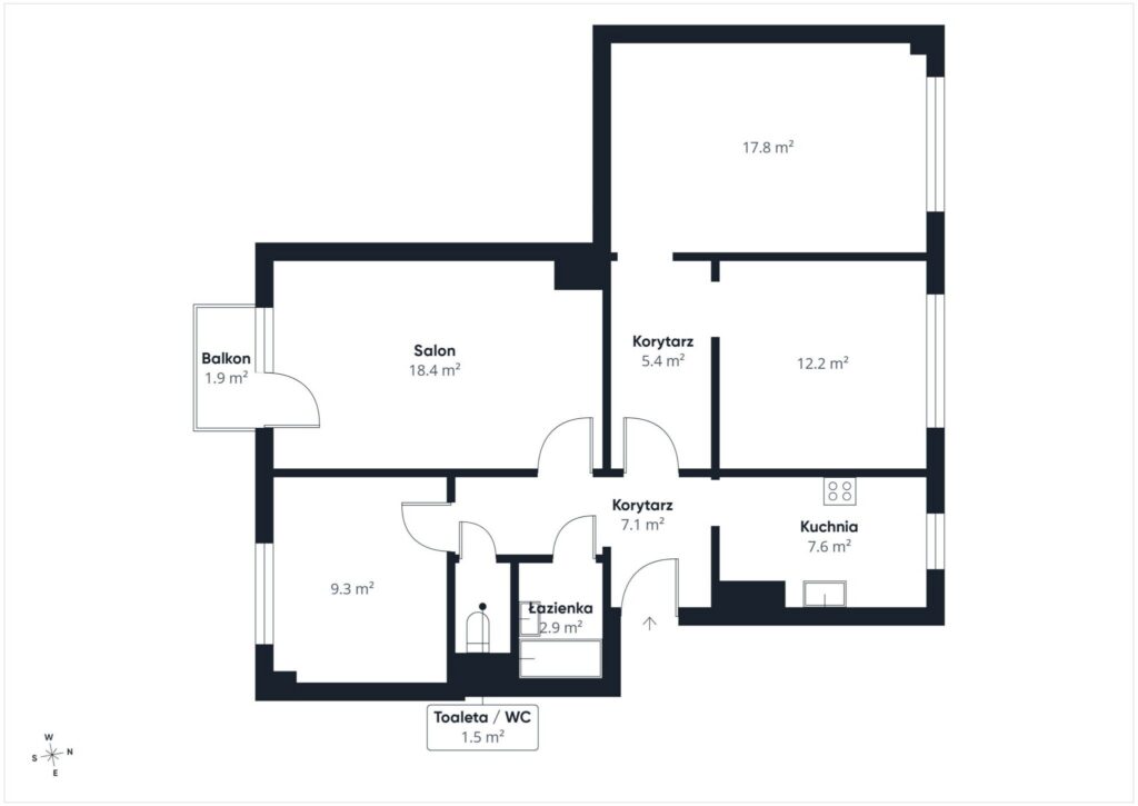 Mieszkanie 82 m², 4 pok, Czerwonka k. Biskupca - rzut 1