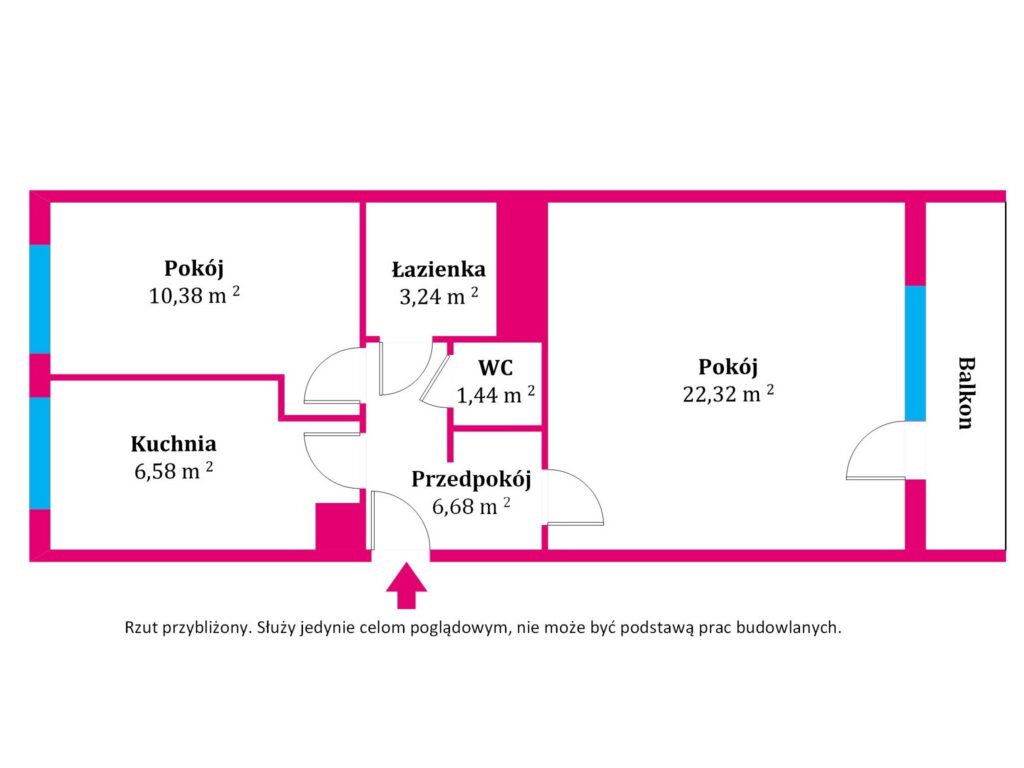 Rozkładowe, słoneczne 2 pokojowe mieszkanie na sprzedaż, na Skarpie - rzut 1