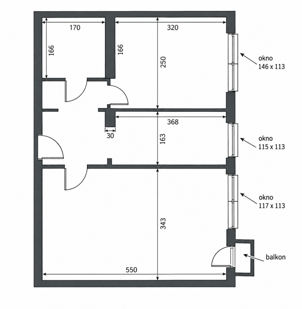 2 pokoje na Żoliborzu | balkon | Elbląska - rzut 1