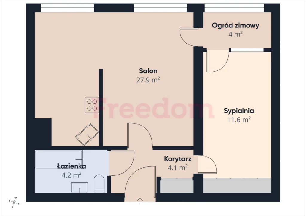 2 pokoje z widokiem, Bratysławska, ogród zimowy - rzut 1